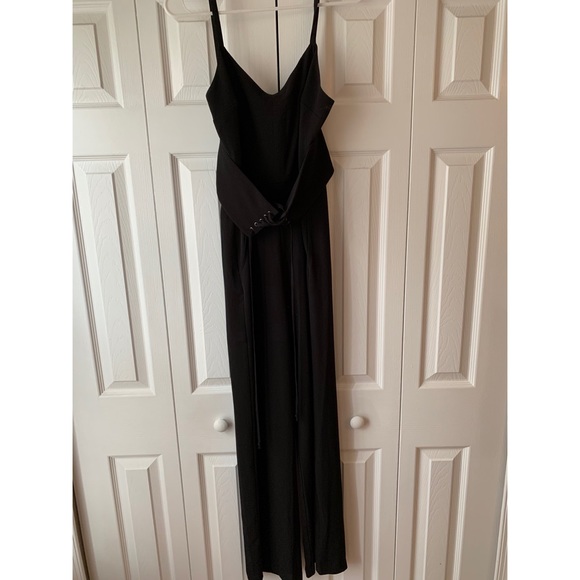 Black jumpsuit with tie front,zipper back - Picture 2 of 3